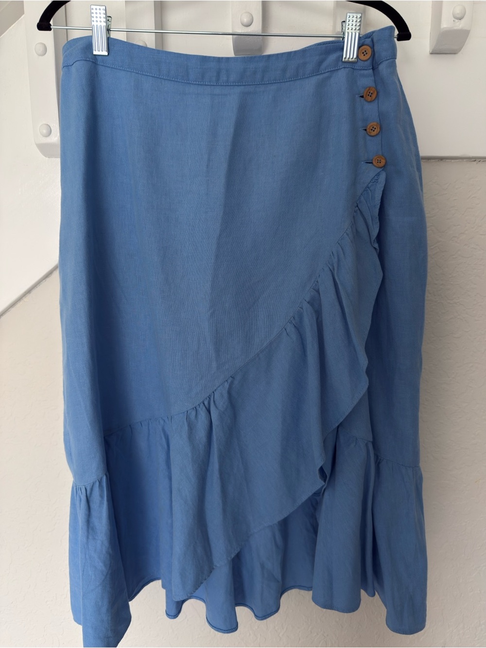 Zara Light Blue Linen Ruffle Skirt